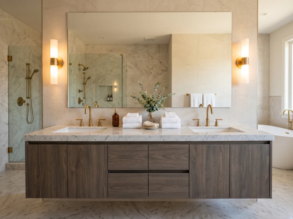 Marble bathroom vanity countertop installed in a Newark NJ home